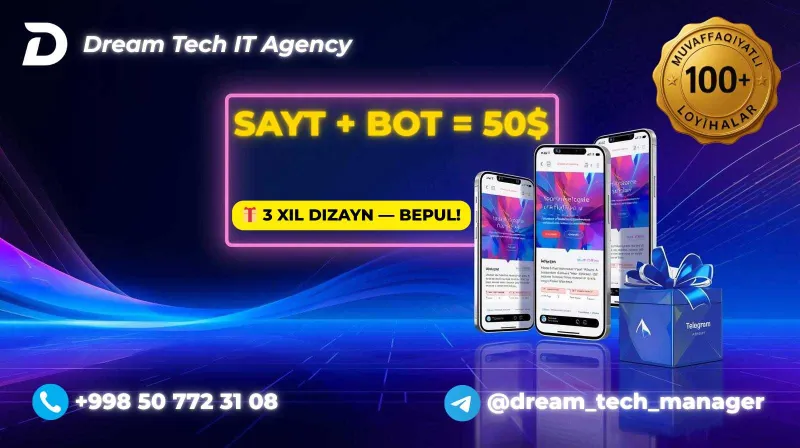 Sayt yaratish + Telegram bot. Веб сайт, Создание и разработка сайтов