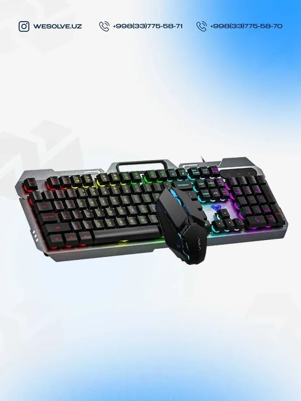 Игровой набор клавиатура и мышка мембранная проводная AULA F2023