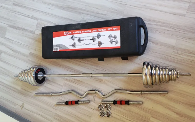 Гантели и штанга 4-в-1, 55 кг (Chrome Barbell & Dumbbell Set) Продаетс 2 Гантели и штанга 4-в-1, 55 кг (Chrome Barbell & Dumbbell Set) Продаетс 2