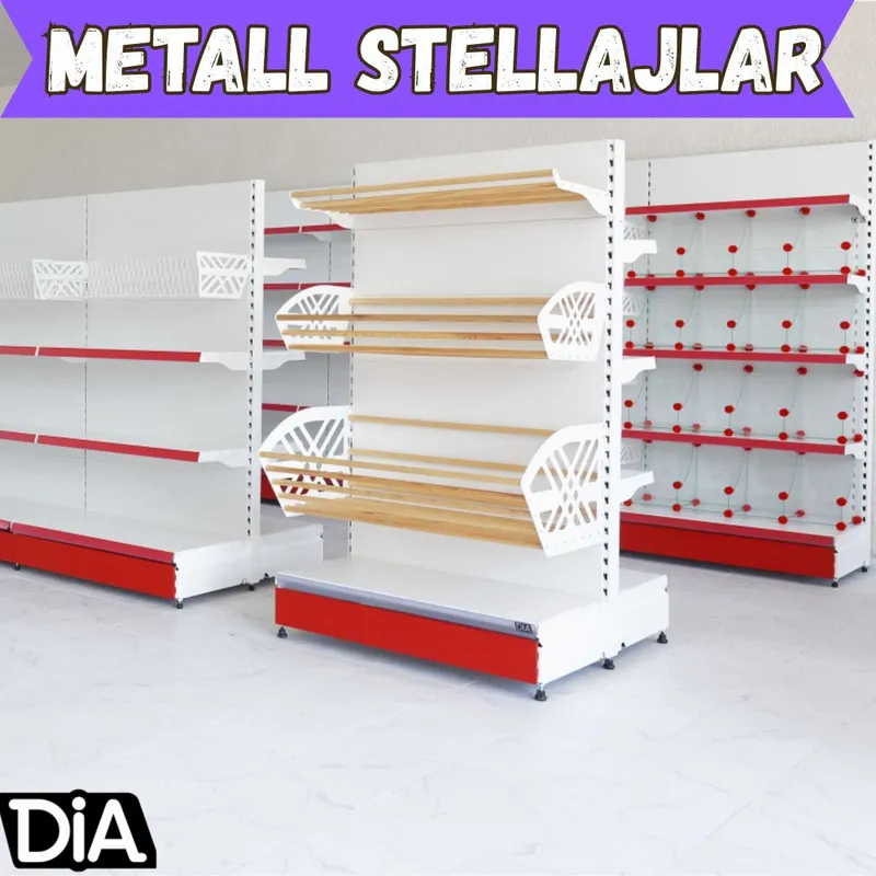 Мetall stellajlar, savdo tokcha, стеллаж для магазина