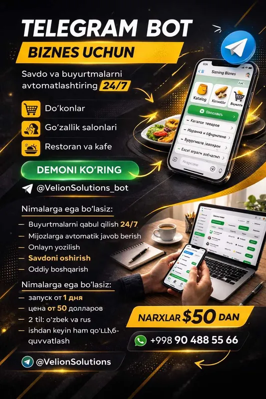 Telegram bot - biznesni rivojlantirish uchun Telegram bot - biznesni rivojlantirish uchun