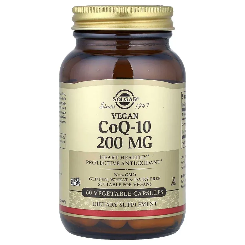 Веганский Коэнзим Solgar, Vegan CoQ-10, 200 mg 30 растительных капсул