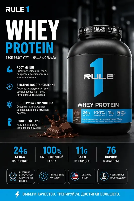 RULE 1 WHEY PROTEIN шоколадный вкус 2.28kg RULE 1 WHEY PROTEIN шоколадный вкус 2.28kg