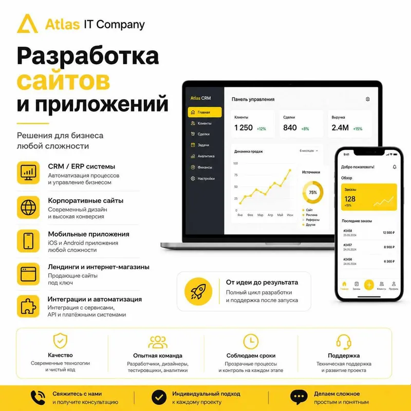 Разработка сайтов | Мобильные приложения | Боты | CRM