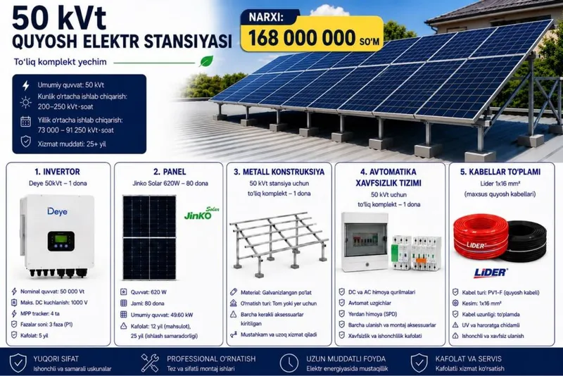 Quyosh elektr stansiyasi 50 kvt Quyosh elektr stansiyasi 50 kvt