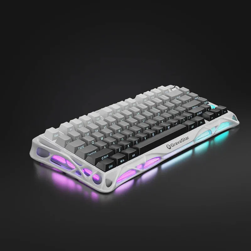 Клавиатура игровая Gravastar Mercury K1 Gradient White, механическая, Kailh Cherry Pink, RGB, 80 key — фото 5