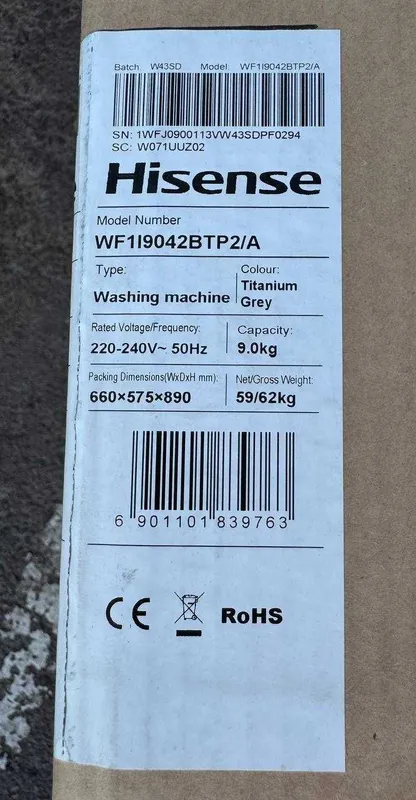 Стиральная машина Hisense 9 кг WF1I9042BTP2 Inverter Steam — фото 7