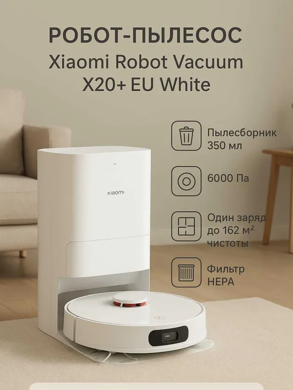 Робот пылесос Xiaomi X20+ белый Global new Робот пылесос Xiaomi X20+ белый Global new