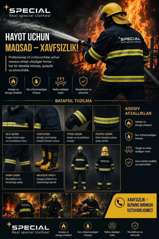 O`t o`chiruvchilar formasi Форма пожарного Firefighter uniform 1