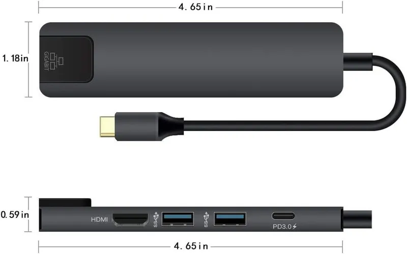 Переходник Type‑C на HDMI с LAN Gigabit и USB — фото 1 Переходник Type‑C на HDMI с LAN Gigabit и USB — фото 1