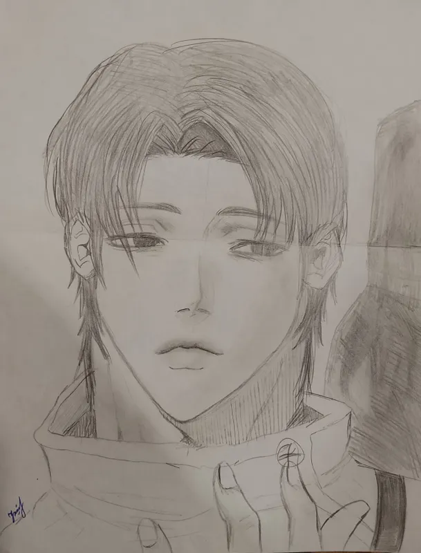Anime qahramonlarining qalam bilan chizilgan rasmi 2