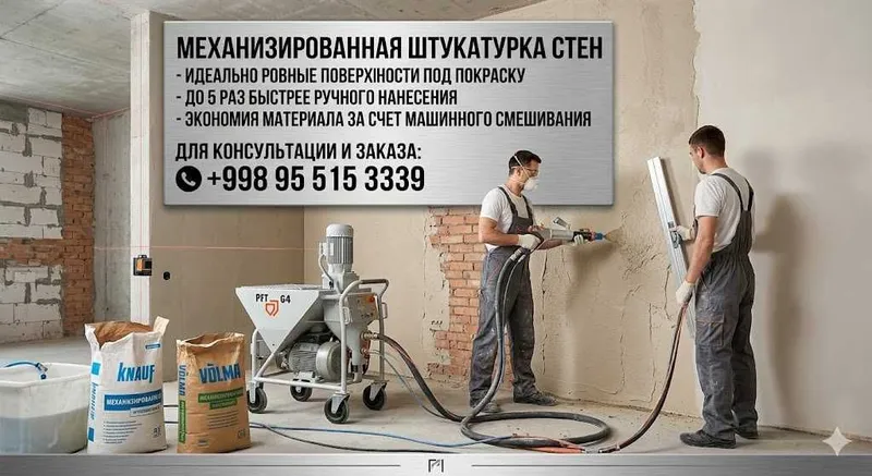 Механизированная гипсовая штукатурка стен