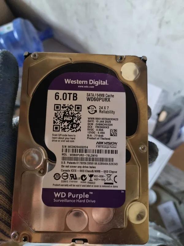 Qisqacha ma’lumot: Sig‘imi: 6 TB Brend: Western Digital Model: WD60PUR 1