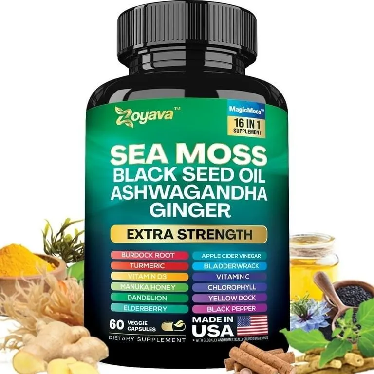 Zoyava Sea Moss + Black Seed Oil + Ashwagandha + Ginger 60 капсул