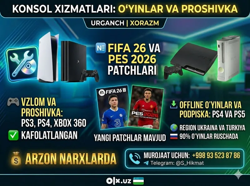 PS5, PS4, PS3 va Xbox: O'yinlar, Proshivka va Podpiska xizmati