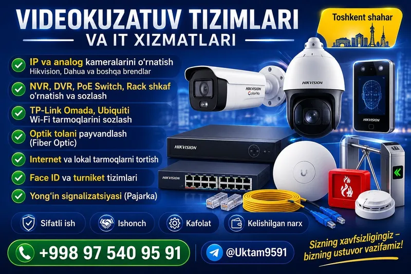 Kamera, wifi, optik tola yongʻin signalizatsiyasi eliktromantaj qilam 1 Kamera, wifi, optik tola yongʻin signalizatsiyasi eliktromantaj qilam 1