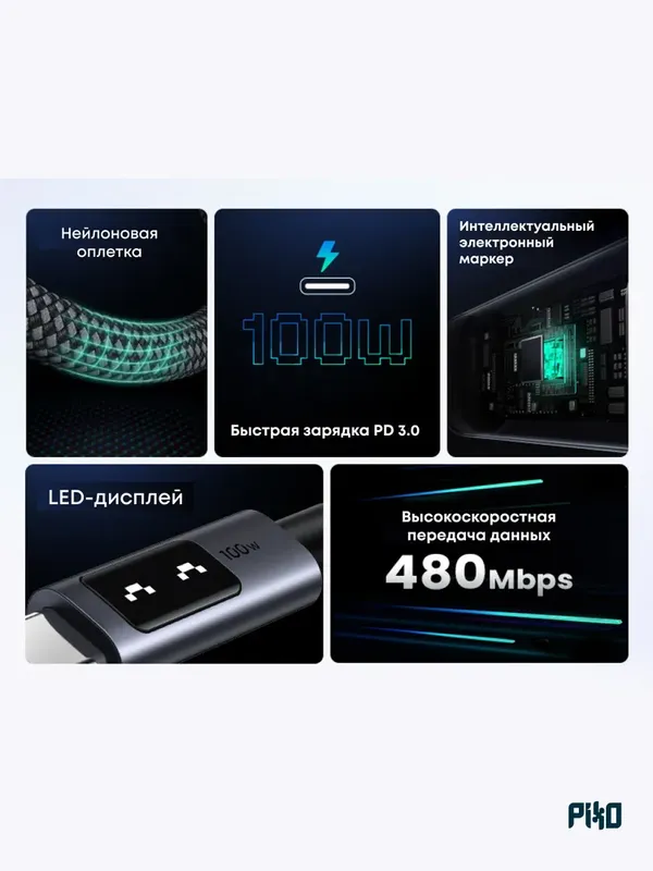 UGREEN Uno USB-C кабель 100W 2м — фото 6 UGREEN Uno USB-C кабель 100W 2м — фото 6