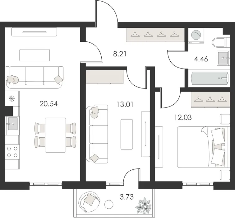2-комнатная квартира, 59 м², Учтепа 2 2-комнатная квартира, 59 м², Учтепа 2