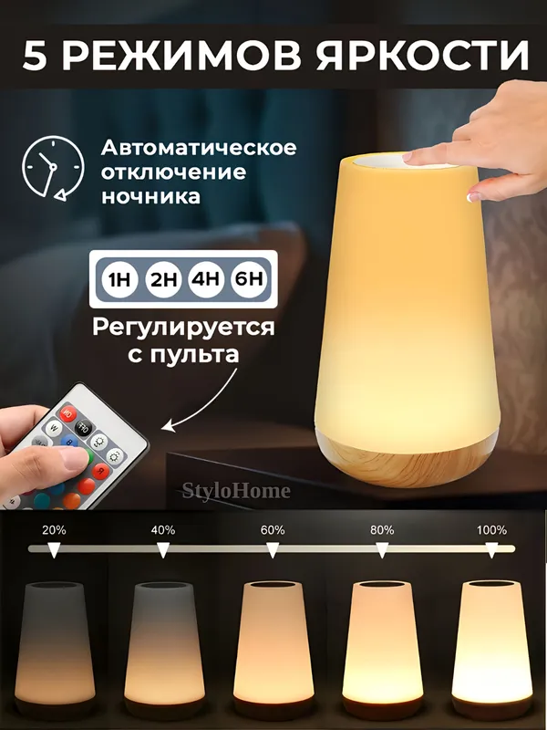 Ночник детский для сна, RGB беспроводной с пультом 3 Ночник детский для сна, RGB беспроводной с пультом 3