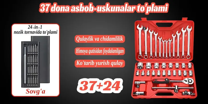 37+24 dona uy va avtomobil ta’mirlash to‘plami — фото 2