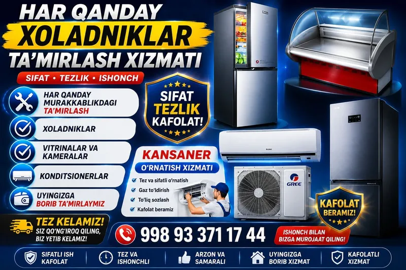 Chirchiqda konditsioner va xolodilniklarni sifatli taʼmirlash — фото 1