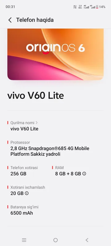 Vivo v60 Lite 5 G sptiladi — фото 1