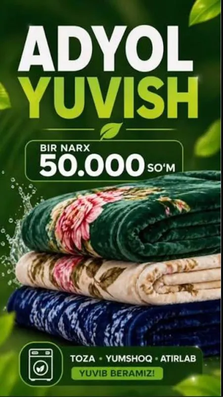Adyol yuvish parda yuvish korpacha yuvish mebel ximchitka