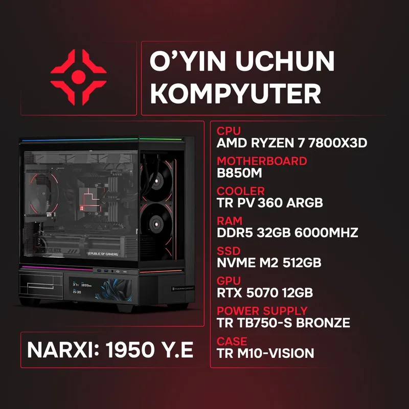Ryzen 7 7800X3D / 32Gb 6000MHz / NVMe 512Gb / RTX 5070 12Gb