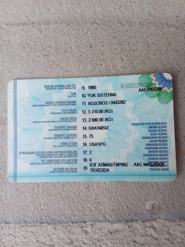 Vodovoz gaz 53 1980-yil ishlab chiqarilgan 5