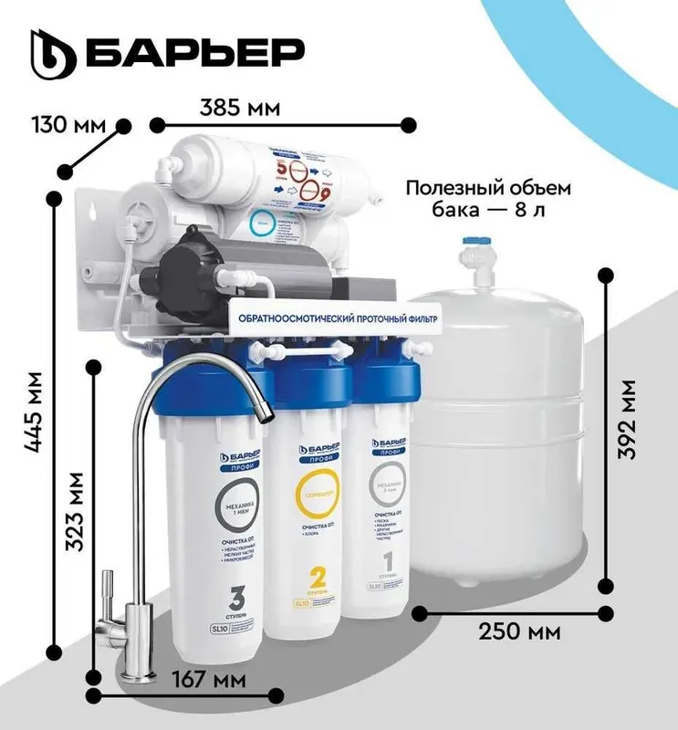 Фильтры для воды Барьер ПРОФИ Осмо Boost 100 с насосом — фото 1