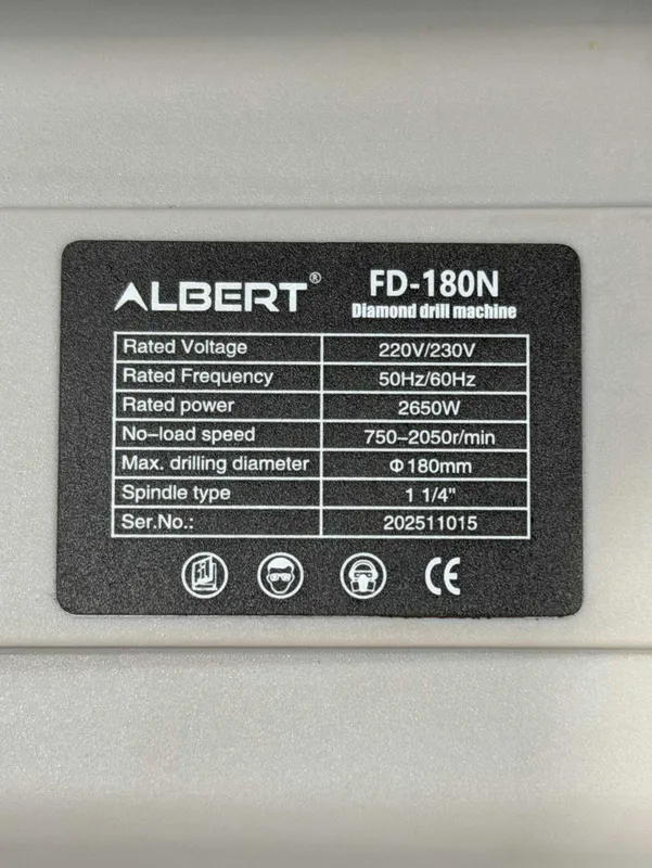 Дрель алмазного бурения ALBERT FD-180N (2650 Вт) + Кейс 3