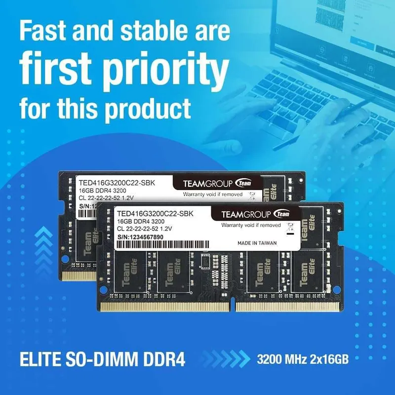 Оперативная память TEAMGROUP Elite DDR4 so-dimm 8GB Single 3200MHz — фото 2