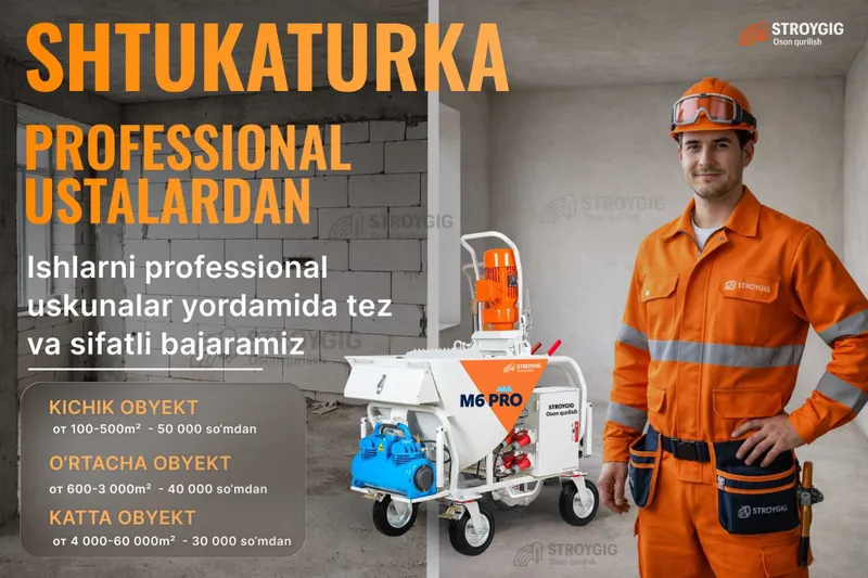 Suvoqlash professional ustalardan / Shtukaturka / Rotband / Qum suvoq.