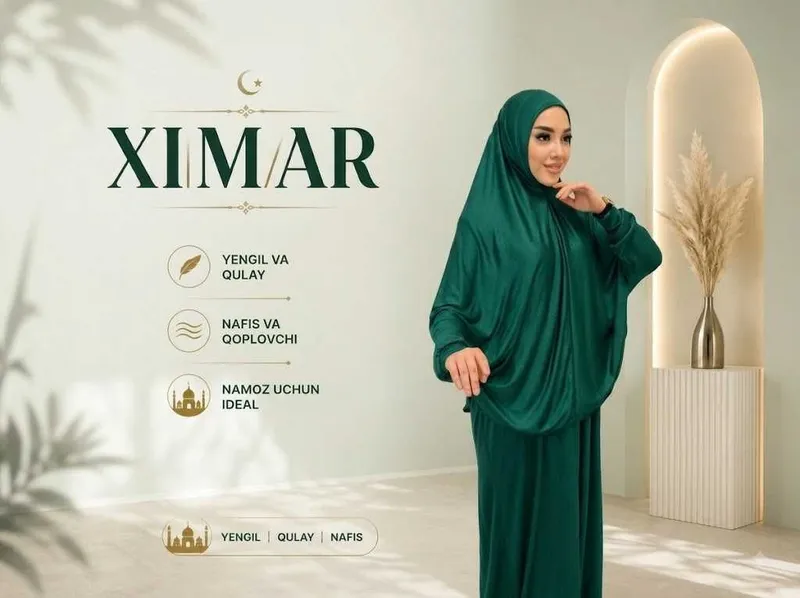 Ximar namoz libosi - yumshoq mato, erkin bichimli, qulay yopiq model. 4 Ximar namoz libosi - yumshoq mato, erkin bichimli, qulay yopiq model. 4
