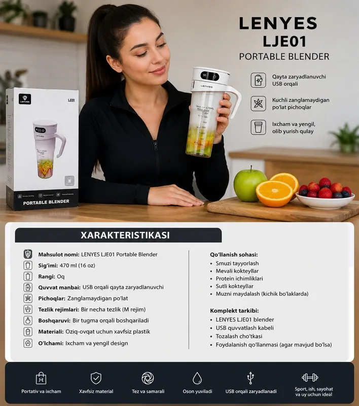 Blender LENYES LJE01 470ml 1 Blender LENYES LJE01 470ml 1