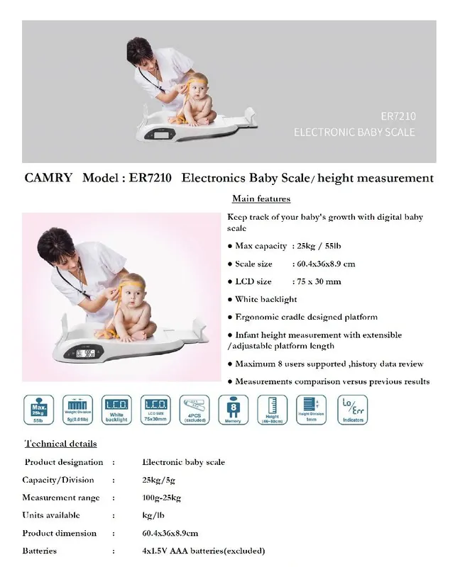 ВЕСЫ с РОСТОМЕРОМ для новорожденных. ОРИГИНАЛ CONSTANT, Berry, Camry Г — фото 2