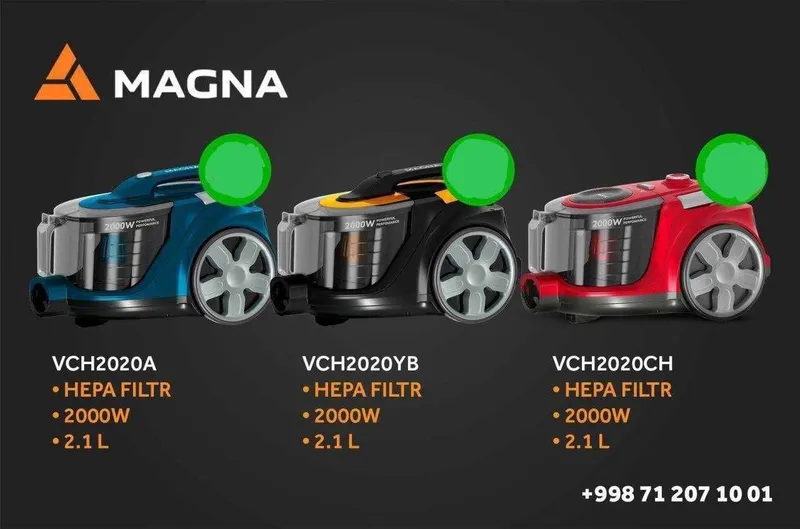 Барабанный пылесос Magna 2200 Вт, сухая уборка, ведро 18 литров +BONUS — фото 2