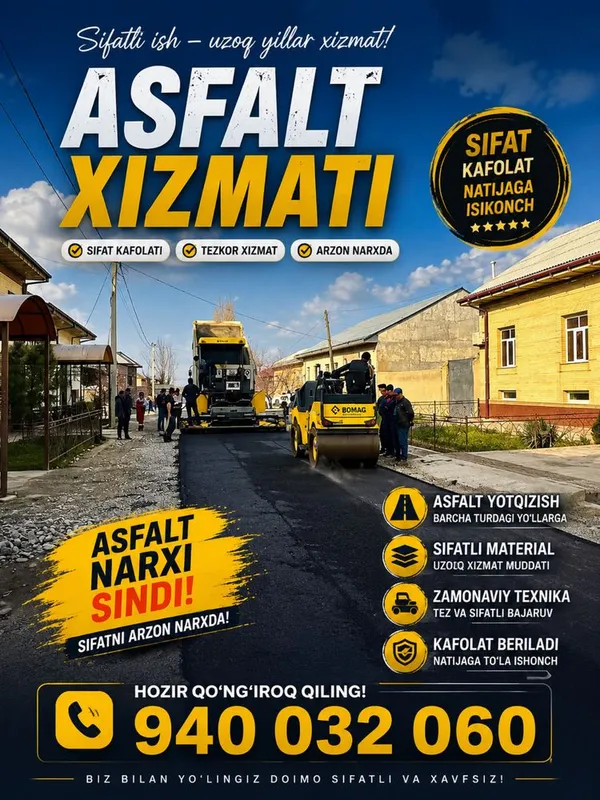 Asfalt qilamiz sifatli 1 Asfalt qilamiz sifatli 1