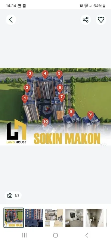 Ipoteka kredit va Subsidiya bor. 1 xonali, Sokin Makon 36,6m2, 1/7/16