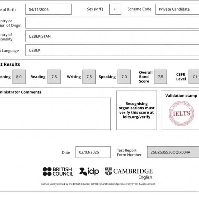 Online intensiv IELTS kursi (individual)