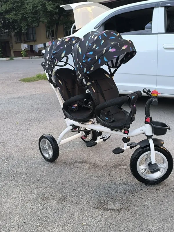 Коляска, Egizlarga uch oyoqli velosiped, velokolyaska, велоколяска — фото 1