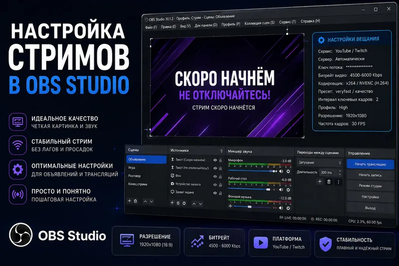Настройка стримов в OBS Studio
