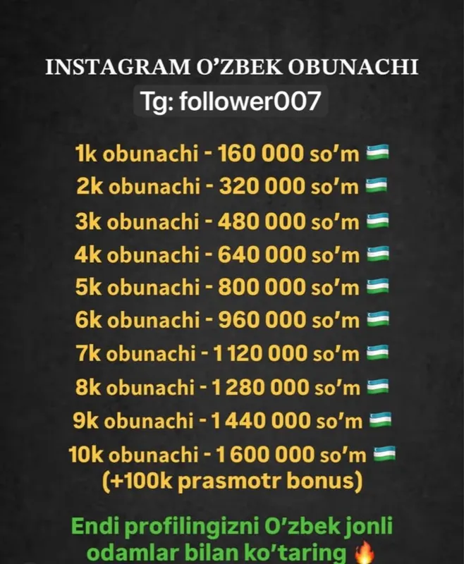 Nakrutka xizmati jonli obunachilar — фото 1
