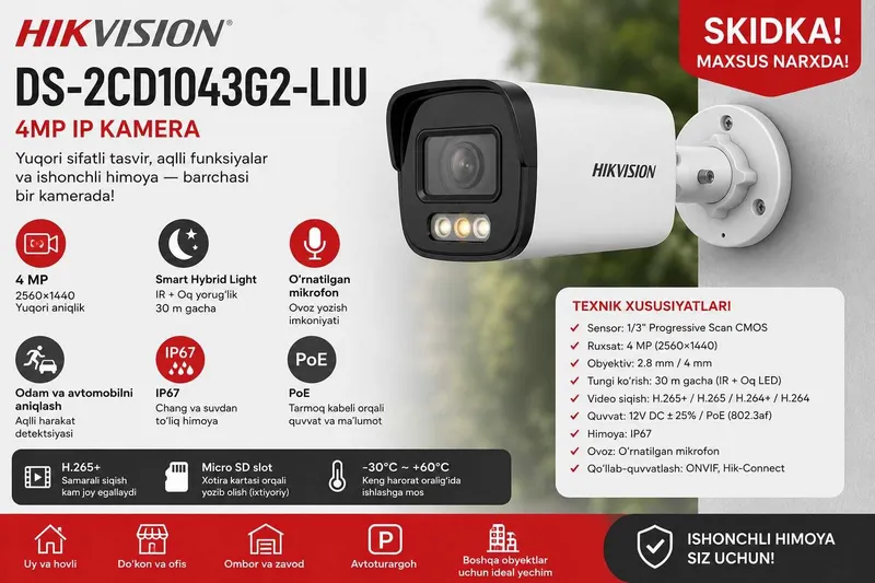 Hikvision DS-2CD1043G2-LIU 4MP IP kamera 1 Hikvision DS-2CD1043G2-LIU 4MP IP kamera 1