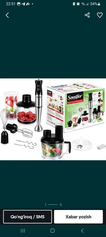 Погружной блендер 5 в 1 SONIFER SF-8091 Pogrujnoy blender hand blender — фото 3