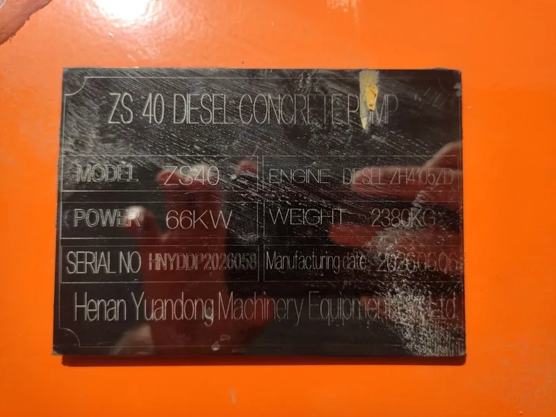 Model: ZS40 Diesel Concrete Pump Ishlab chiqarilgan yili: 2026-yil Dvi 8 Model: ZS40 Diesel Concrete Pump Ishlab chiqarilgan yili: 2026-yil Dvi 8