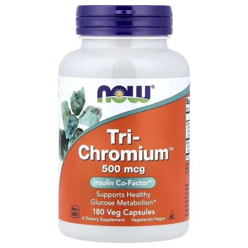 NOW Foods Tri-Chromium Tri Chromium Chrom хром 500 мкг, 180 капсул 3