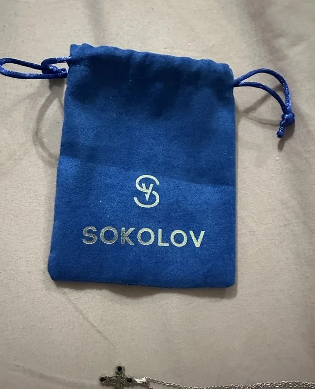 SOKOLOV 925 kumush zanjiri + nano-sapfirli xochcha 5 SOKOLOV 925 kumush zanjiri + nano-sapfirli xochcha 5