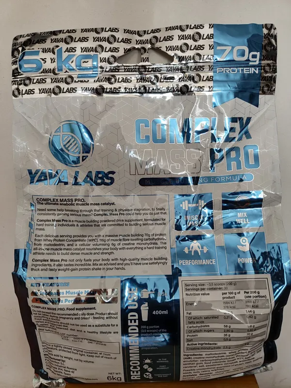 Original YAVA LABS Complex Mass geyner 6kg - Banan ta'mli — фото 1