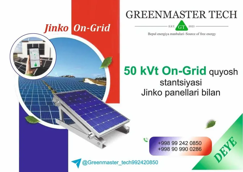 On-Grid va Gibrit Quyosh stansiyasi JINKO va LONGI Quyosh panelllari 6 On-Grid va Gibrit Quyosh stansiyasi JINKO va LONGI Quyosh panelllari 6